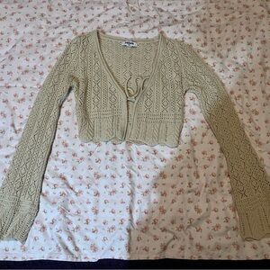 Cream crochet cardigan with front tie
